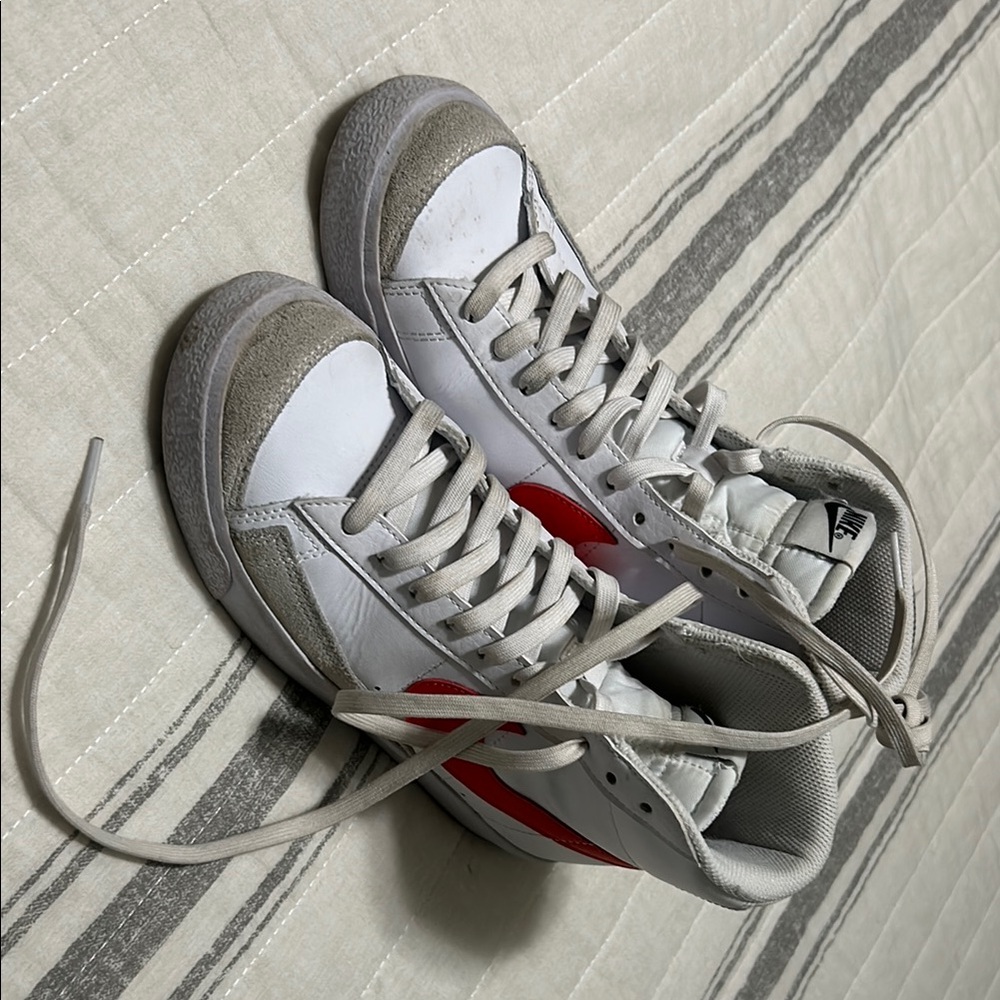 White and orange High-Top Nike Sneakers